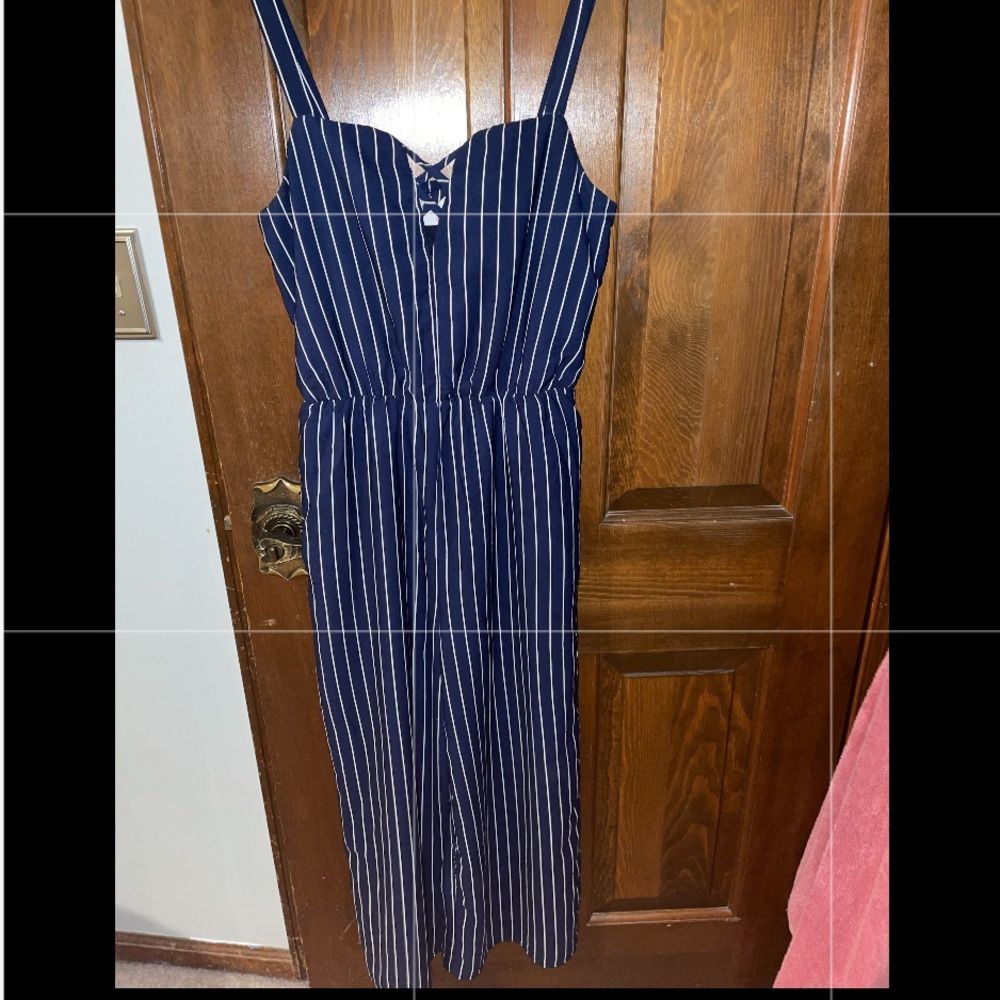 Sienna Sky Navy and White Jumpsuit / Romper